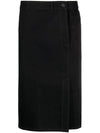 Women's Cotton Midi H-Line Skirt Black - LEMAIRE - BALAAN 1