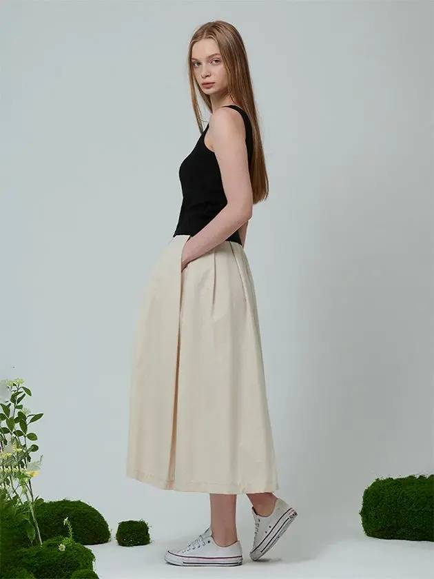 Pintuck flare volume skirt beige - PINBLACK - BALAAN 5