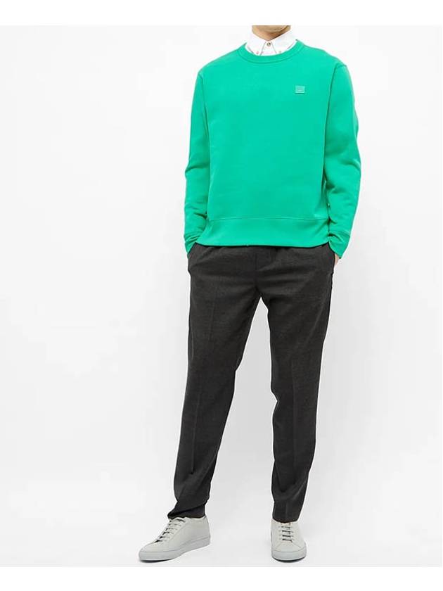 Fairview Face Patch Crew Neck Sweatshirt Dark Green - ACNE STUDIOS - BALAAN 8