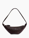 Medium Croissant Soft Grained Leather Crossbody Bag Dark Chocolate - LEMAIRE - BALAAN 3