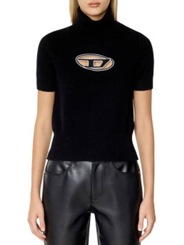 Women's Cutout Logo Turtleneck Black - DIESEL - BALAAN.