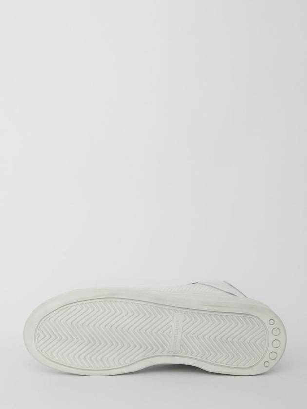 Men's SL24 Used-Look Perforated Leather Mid Top Sneakers White - SAINT LAURENT - BALAAN 5