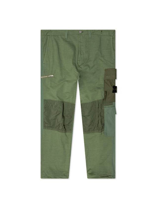 Mix Fabric Hype TC Utility Straight Pants Green - STONE ISLAND - BALAAN 1