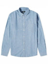 Chemise Edouard Logo Washing Denim Long Sleeve Shirt Blue - A.P.C. - BALAAN 2