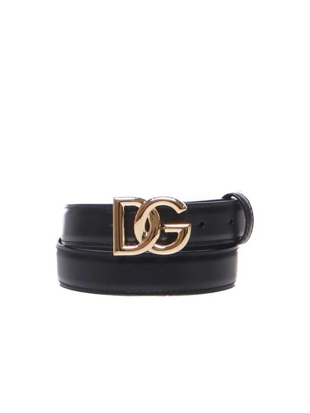 Women's Gold DG Logo Leather Belt Black - DOLCE&GABBANA - BALAAN 8