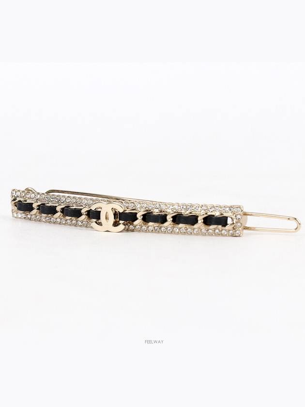 Crystal chain trim CC hairpin black champagne gold 73666 - CHANEL - BALAAN 3