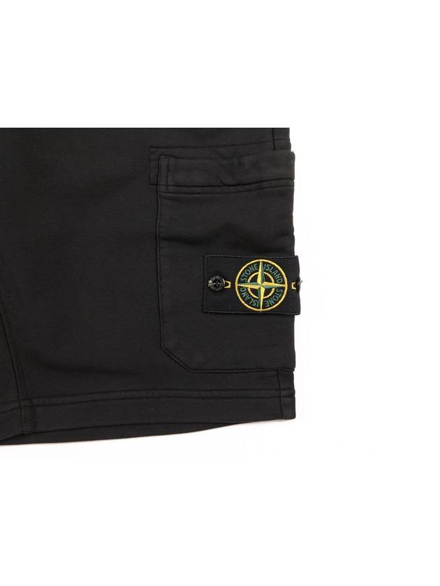 Men's Fleece Bermuda Shorts Black - STONE ISLAND - BALAAN 8