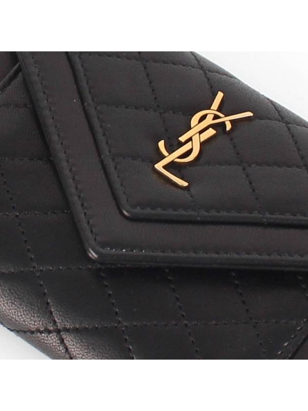 Gabi Small Envelope Quilted Lambskin Halfwallet Black - SAINT LAURENT - BALAAN.