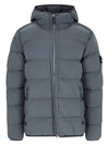 Seamless Logo Nylon Hooded Down Jacket Medium Grey - STONE ISLAND - BALAAN 3