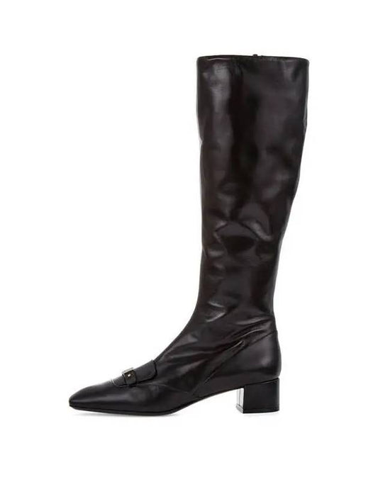 Women's block heel nappa leather long boots black 271154 - GIORGIO ARMANI - BALAAN 1