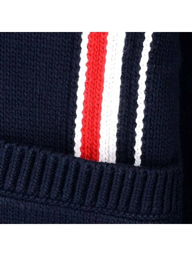 RWB Striped Intarsia Cotton Cardigan Navy - THOM BROWNE - BALAAN 5