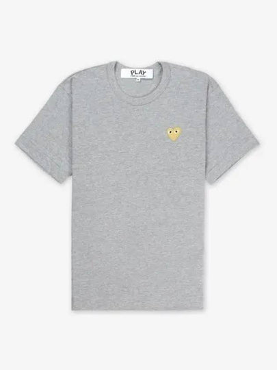 Gold Heart Wappen Short Sleeve T-Shirt Grey - COMME DES GARCONS PLAY - BALAAN 2