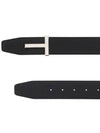 Sliver Soft Grain Leather T Icon Belt Dark Navy Black - TOM FORD - BALAAN 3