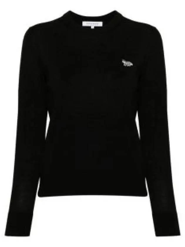 Women's Baby Fox Patch Regular Knit Top Black - MAISON KITSUNE - BALAAN 2