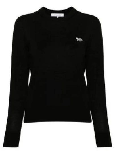 Women's Baby Fox Patch Regular Knit Top Black - MAISON KITSUNE - BALAAN 2