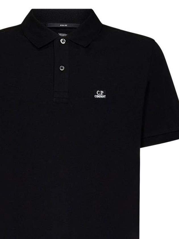 Stretch Piquet Slim Polo Shirt Black - CP COMPANY - BALAAN 5