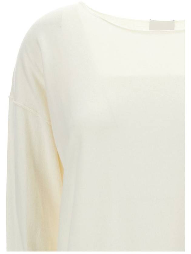 Ivory Long-Sleeve Top With Boat Neckline In Cotton And Cashmere Woman - ALLUDE - BALAAN 3