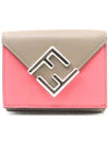 Women s Fendi 8M0395 FF Pink Dove Gray Two Tone Diamond Micro Tri Fold Card Wallet gt Half Gangbuk used luxury goods - FENDI - BALAAN 2