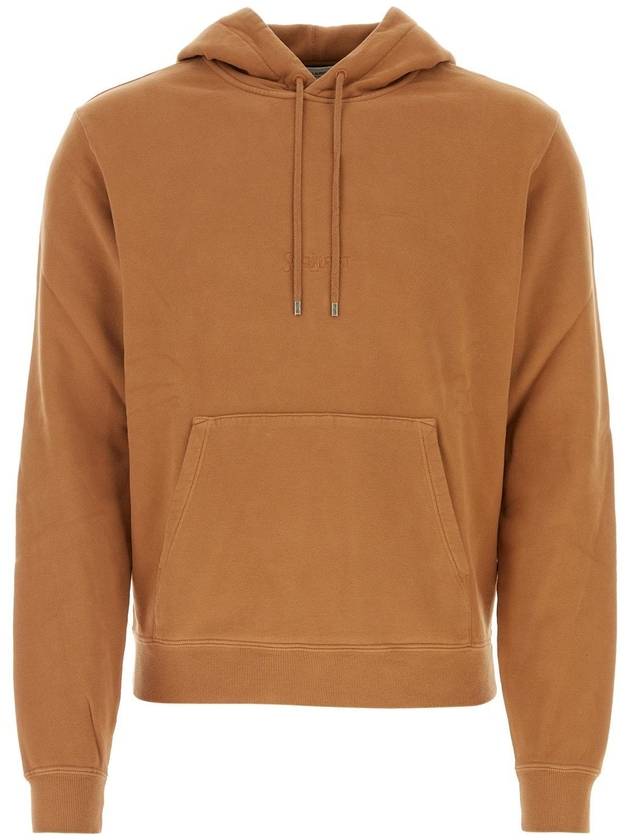 Embroidered Logo Cotton Hoodie Light Orange - SAINT LAURENT - BALAAN 2