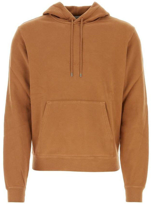 Embroidered Logo Cotton Hoodie Light Orange - SAINT LAURENT - BALAAN 2