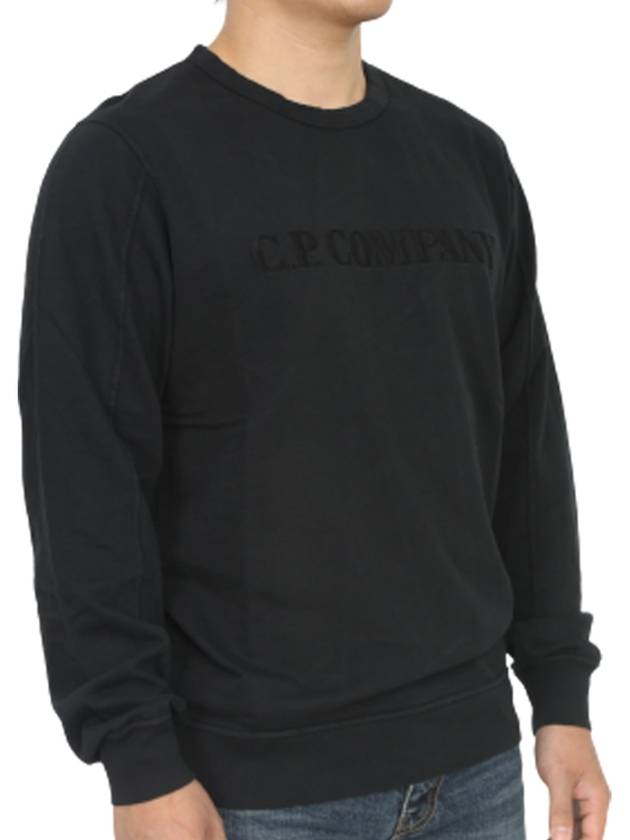 Embroidered Logo Sweatshirt Black - CP COMPANY - BALAAN.