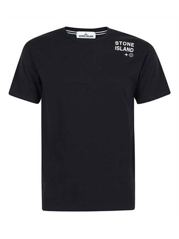 Shoulder Logo Round Short Sleeve T-Shirt Black - STONE ISLAND - BALAAN 1