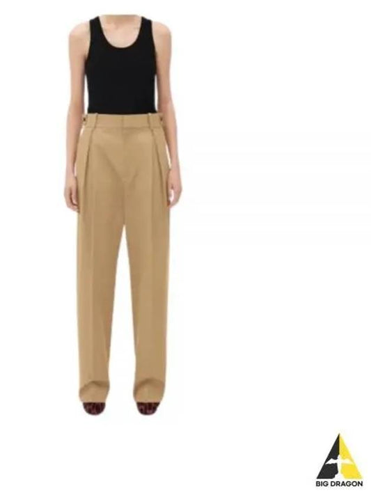 High-waisted Cotton Slacks Beige - BOTTEGA VENETA - BALAAN 2