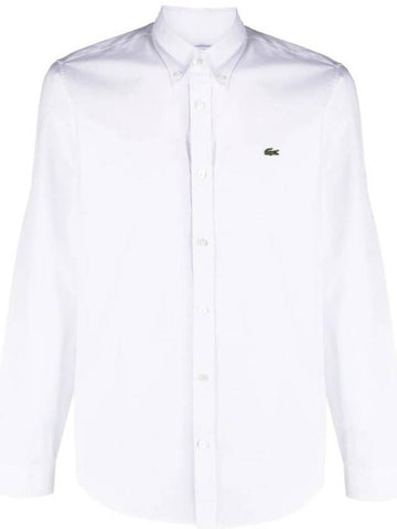 Slim Fit Premium Cotton Long Sleeve Shirt White - LACOSTE - BALAAN 1