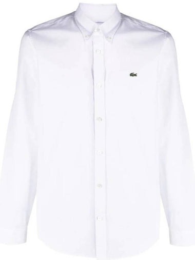 Slim Fit Premium Cotton Long Sleeve Shirt White - LACOSTE - BALAAN 1