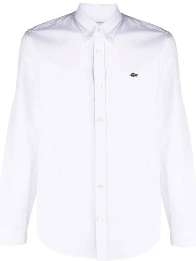 Slim Fit Premium Cotton Long Sleeve Shirt White - LACOSTE - BALAAN 1