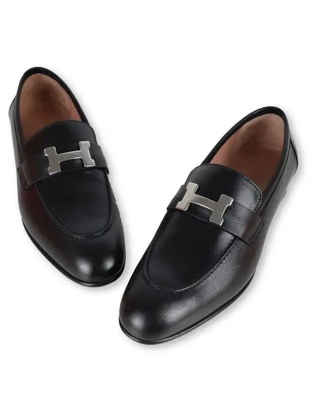 Paris Loafers Goatskin Palladium Noir - HERMES - BALAAN 2