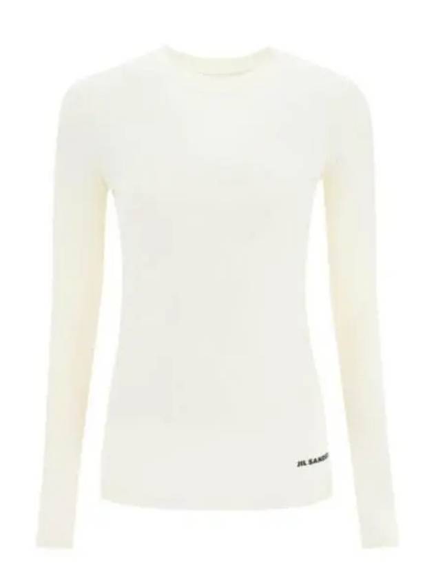 Women s Wool Blended Long Sleeve T Shirt Ivory J40GC0022 J70021 - JIL SANDER - BALAAN 1