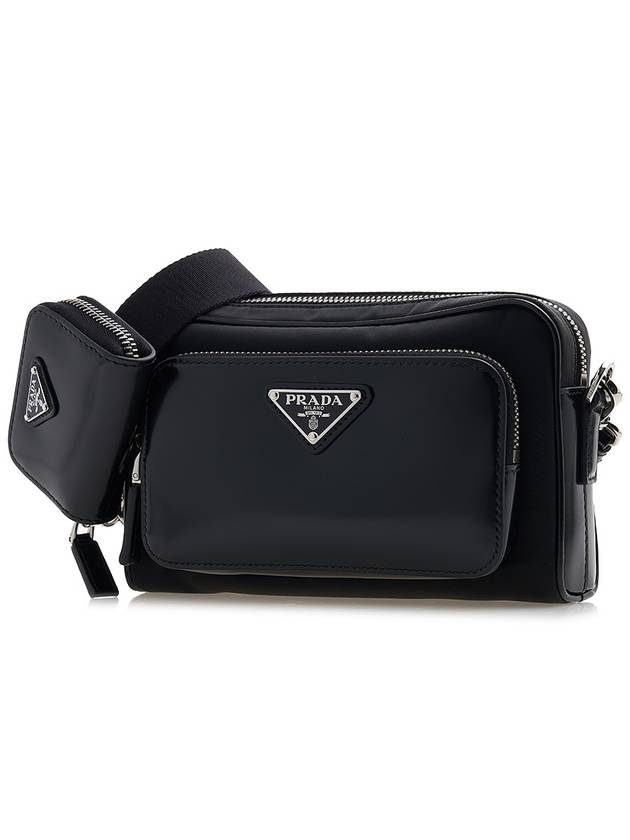 Re-Nylon Brushed Leather Shoulder Bag Black - PRADA - BALAAN 3