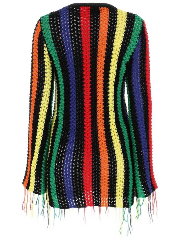 Women's Striped Crochet Fringe Knit Top - MSGM - BALAAN 3