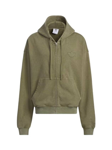 Washed Zip-Up Hoodie Olive Strata - ADIDAS - BALAAN 1