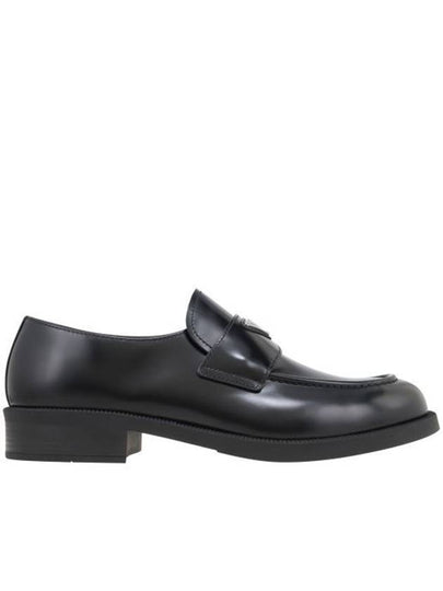 Triangle Logo Brushed Leather Loafer Black - PRADA - BALAAN 2