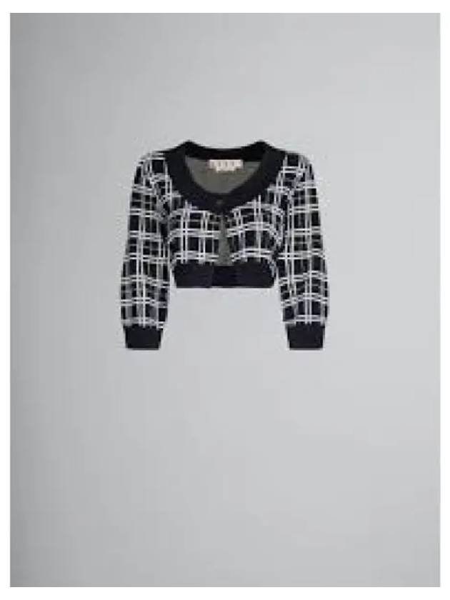 Check Pattern Crop Cardigan Black - MARNI - BALAAN 2