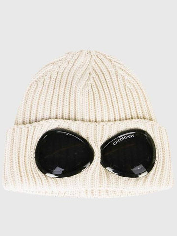 Extra Fine Merino Wool Goggle Beanie White - CP COMPANY - BALAAN 1