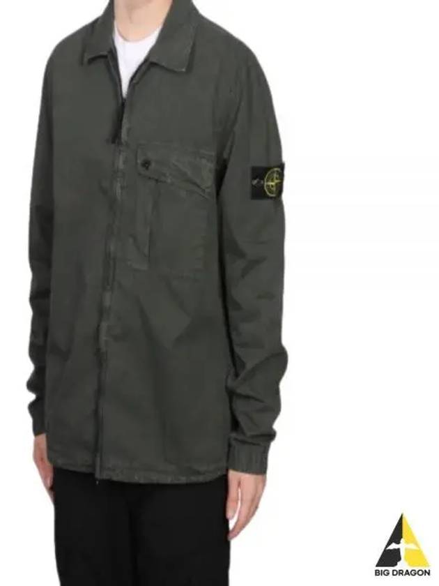 Old Treatment Garment Dyed Overshirt Jacket Dark Green - STONE ISLAND - BALAAN 2