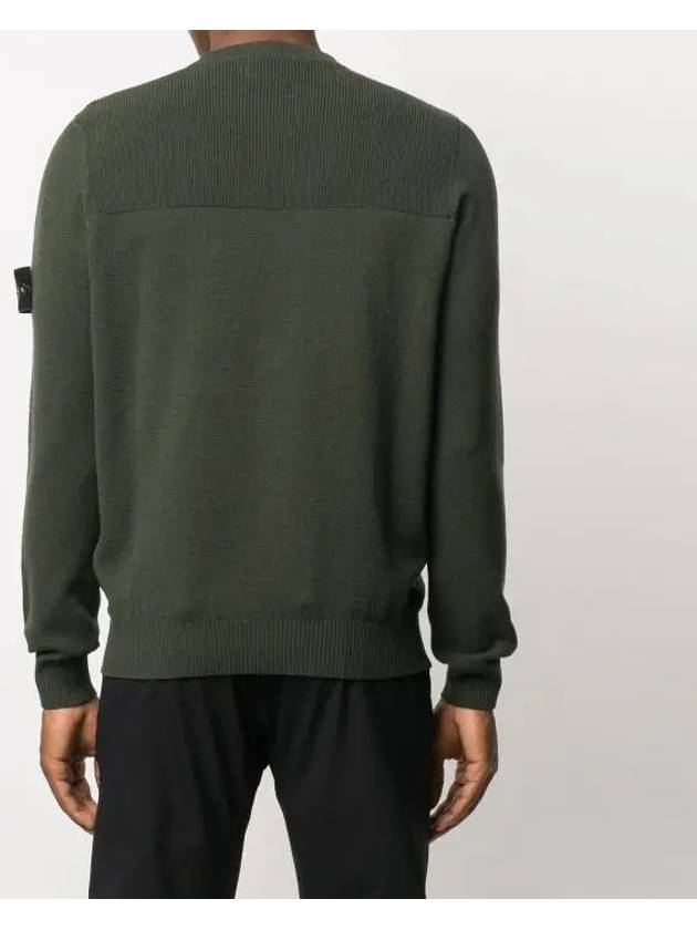 Stretch Wool Crewneck Knit Top Dark Green - STONE ISLAND - BALAAN 6