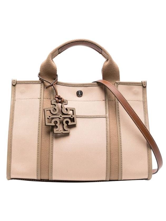 Small Twill Tory Tote Bag Beige - TORY BURCH - BALAAN 1