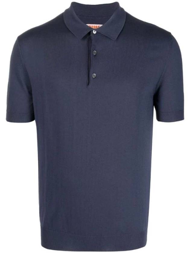 Knit Short Sleeve Polo Shirt Navy - BARACUTA - BALAAN 1