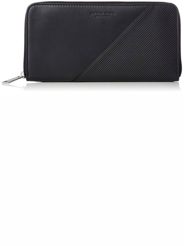 Leather Zipper Round Long Wallet Black - BOTTEGA VENETA - BALAAN 2