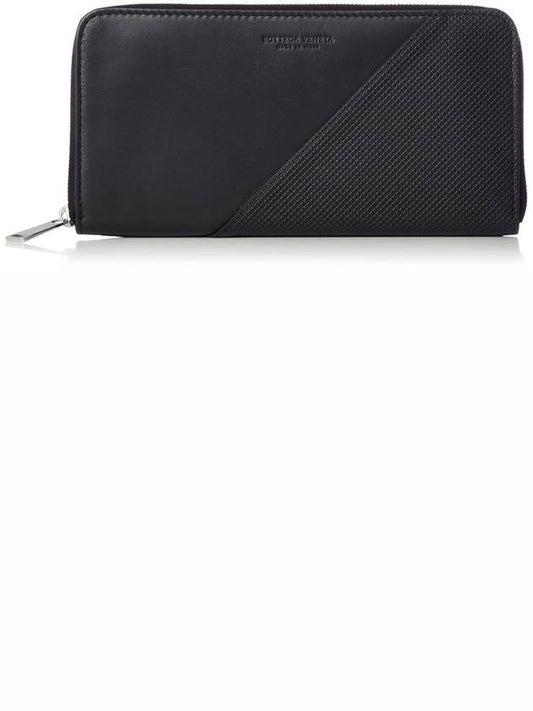 leather zipper round long wallet black - BOTTEGA VENETA - BALAAN.