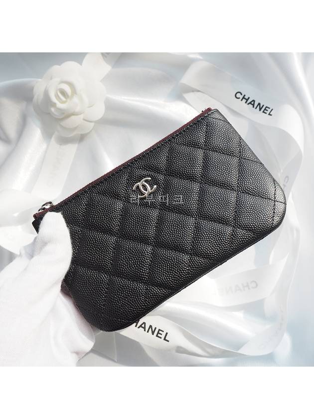 Classic Mini Pouch Grained Calfskin Silver Black - CHANEL - BALAAN 5