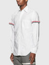 Men's Poplin Grosgrain Armband Classic Long Sleeve Shirt White - THOM BROWNE - BALAAN 4