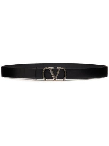 V Logo Leather Belt Black - VALENTINO - BALAAN 1