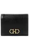 Gancini Compact Half Wallet Black - SALVATORE FERRAGAMO - BALAAN 2