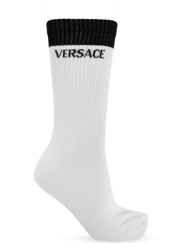 Versace Cotton Socks With Logo, Women's, White - VERSACE - BALAAN 1