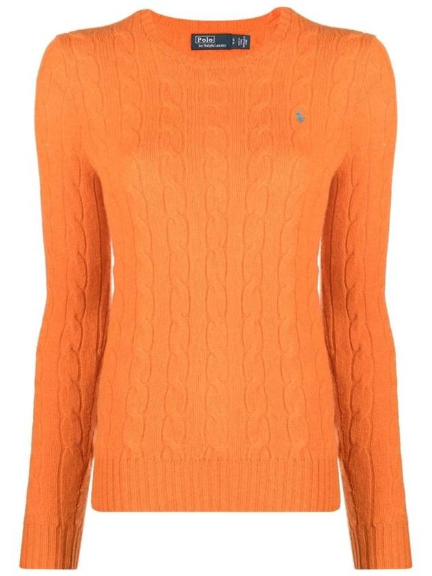 Embroidered Logo Pony Cable Knit Top Orange - POLO RALPH LAUREN - BALAAN 1